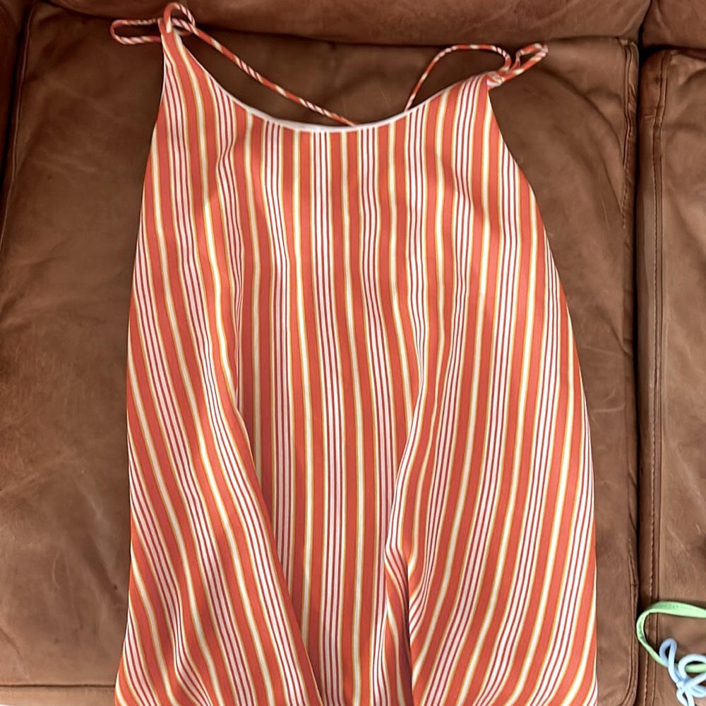 Beachy striped top orange white yellow
